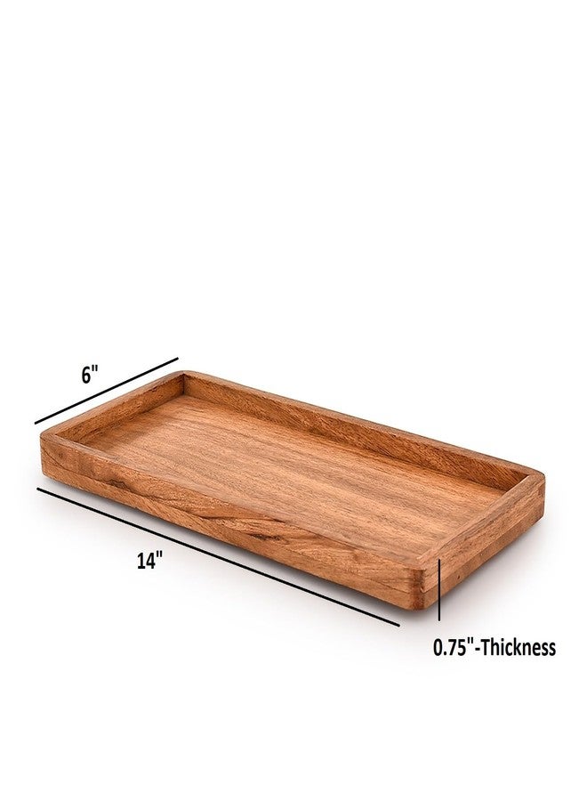 Mahasu Platter Acacia Wood Serving Platter with Raised Edge -Set of 3 for Home Decor, Food, Vegetables, Fruit, Charcuterie (Set of 3) (14" X 6" X 0.75") - Image 2