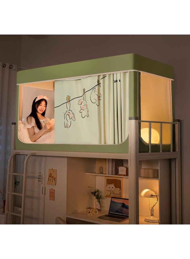 Bluejw Strong Shading College Students' Dormitory Upper And Lower Bed Curtain Integrated Fully Closed Mosquito Net Zippered Bed Curtain - Image 2