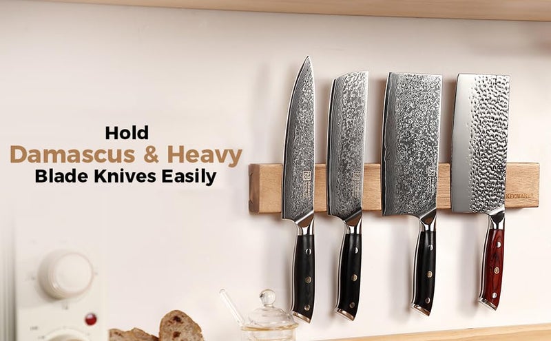 KEEMAKE Magnetic Knife Holder for Wall 16 inch Acacia Wood Knife Magnetic Strip, Powerful Neodymium Magnet Knife Hanger Knife Bar for Kitchen knives - Image 2
