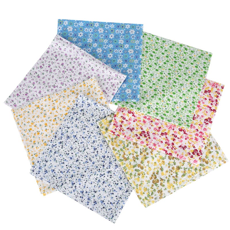 Antetek 7Pcs 20" x 20" Cotton Fabric DIY Making Supplies Quilting Patchwork Fabric Fat Quarter Bundles DIY for Quilting Cotton Patchwork Cushions (Flowers, 20" x 20") - Image 1