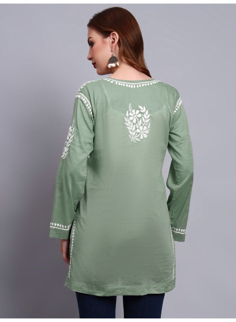 الايا بلوزة قصيرة مطرزة يدوياً بالقطن شيكانكاري للنساء - Image 2