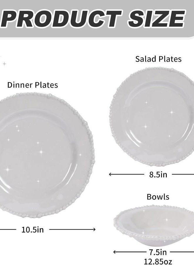 Lechoo Grey Pearl Melamine Dinnerware Set, 12-Piece Plastic Dinner Dishes Set, Service for 4 Unbreakable Kitchen Plates and Bowls Set - Image 3