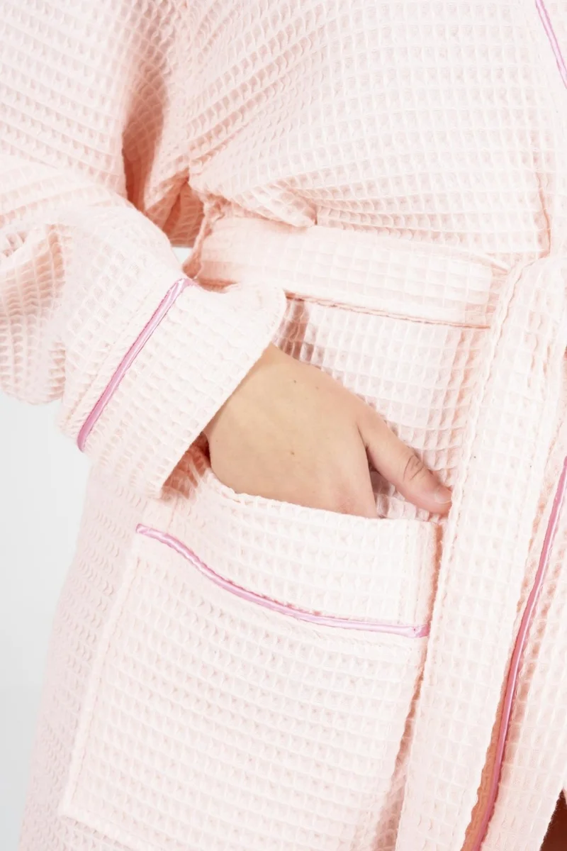 فارول Kaos Series Kimono Collar Pique Bathrobe Dressing Gown