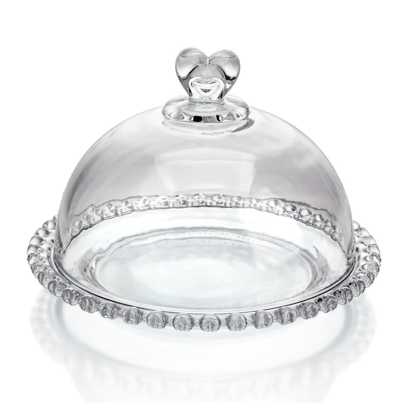 طبق كعكة كنبورا 7 كريستالي مع غطاء حامل كعكة بنمط دائري صحن تقديم زجاجي مع غطاء للمطبخ تناول الطعام المخبز عرض الحلويات الحفلات الترفيه آمن في غسالة الصحون واضح