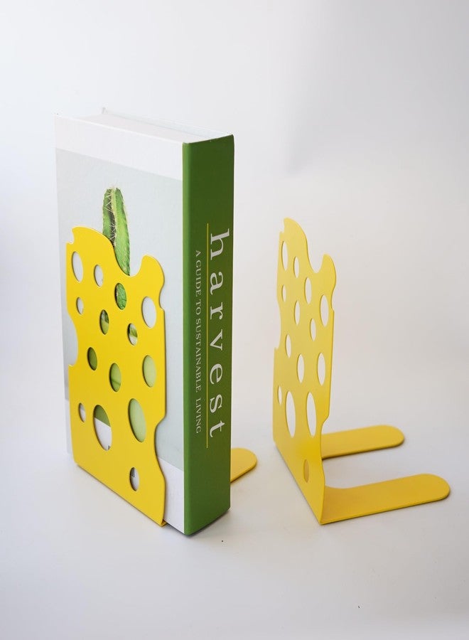 Yeaco 1 Pair 2pcs Yellow Cheese Heavy Metal Cookbook Ends to Hold Books, Book Ends for Kitchen and Home Decorative - Image 5