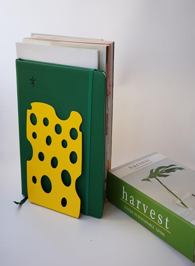 Yeaco 1 Pair 2pcs Yellow Cheese Heavy Metal Cookbook Ends to Hold Books, Book Ends for Kitchen and Home Decorative - Image 4