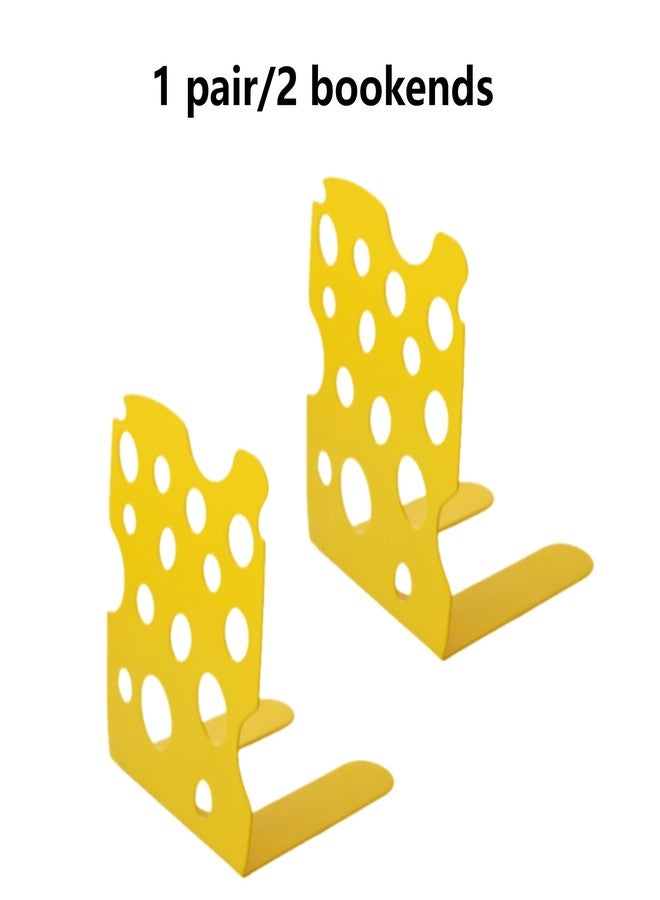 Yeaco 1 Pair 2pcs Yellow Cheese Heavy Metal Cookbook Ends to Hold Books, Book Ends for Kitchen and Home Decorative - Image 2