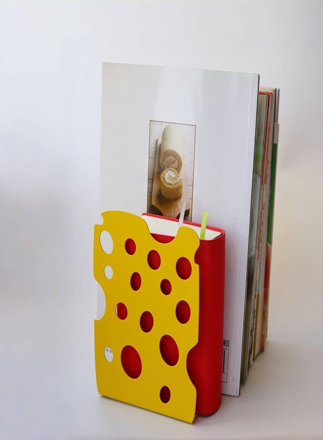 Yeaco 1 Pair 2pcs Yellow Cheese Heavy Metal Cookbook Ends to Hold Books, Book Ends for Kitchen and Home Decorative - Image 1