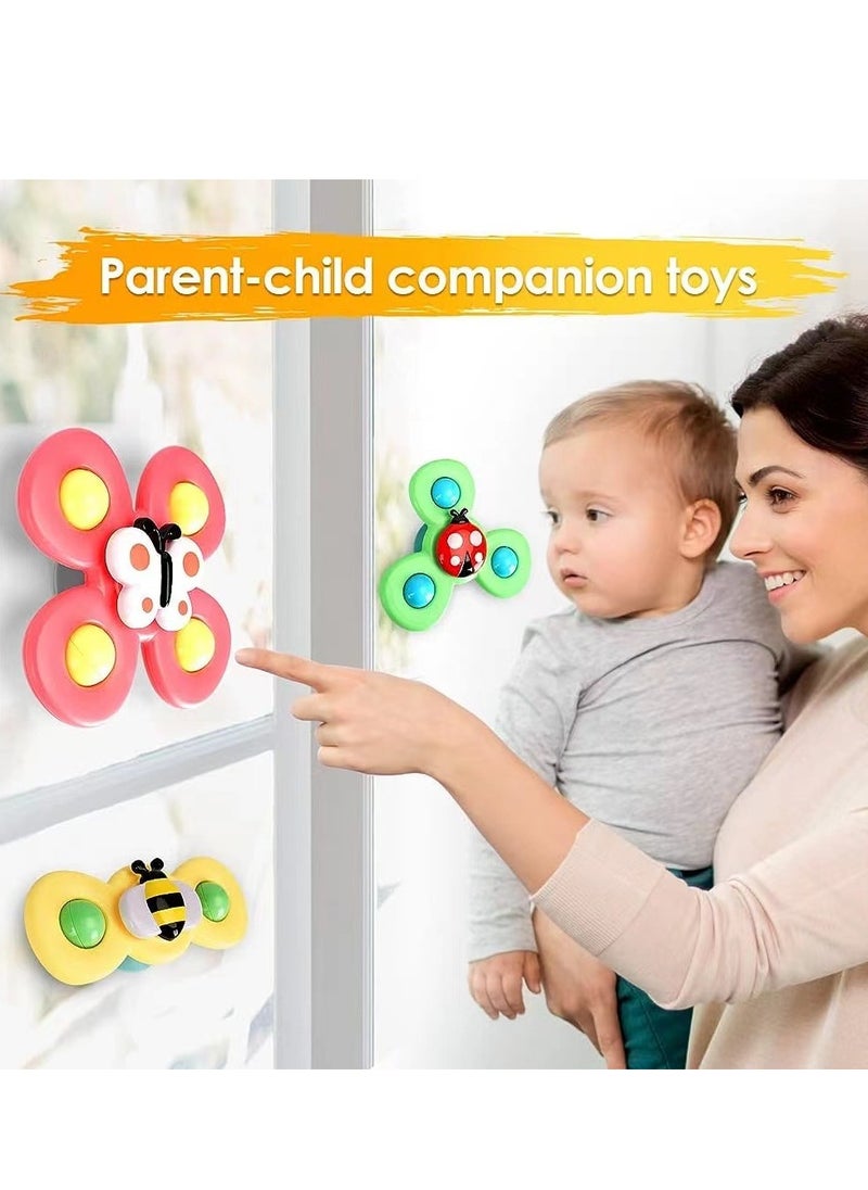 Beauenty - 3-Piece Suction Cup Spinner Toys,Spinners for Babies, Baby Spinner Toys with Suction Cup, Silicone Simple Dimple, Colorful Suction Spinner Toys, Spinning Tops Birthday Gift(three Insects) - Image 1