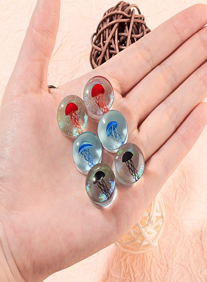 Qmcandy 6pcs Glass Jellyfish Ear Plugs Stretching Piercing Tunnels for Ear Gauges 0g-5/8 inch (B 1/2"(12mm)) - Image 3