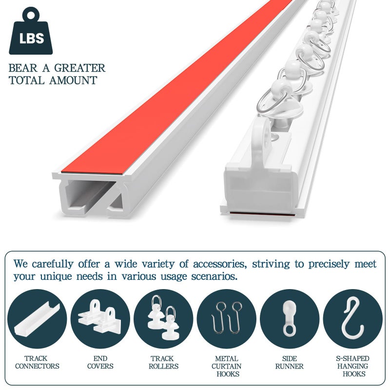 GONNRLY Adhesive Ceiling Curtain Track, Paste Type No Need to Drill, Suitable for Smooth Ceiling or Wall, Closets, Door and Window Frames, Meet Multi-Scenario and Multi-Functional Needs-3.32M/10.9FT - Image 4