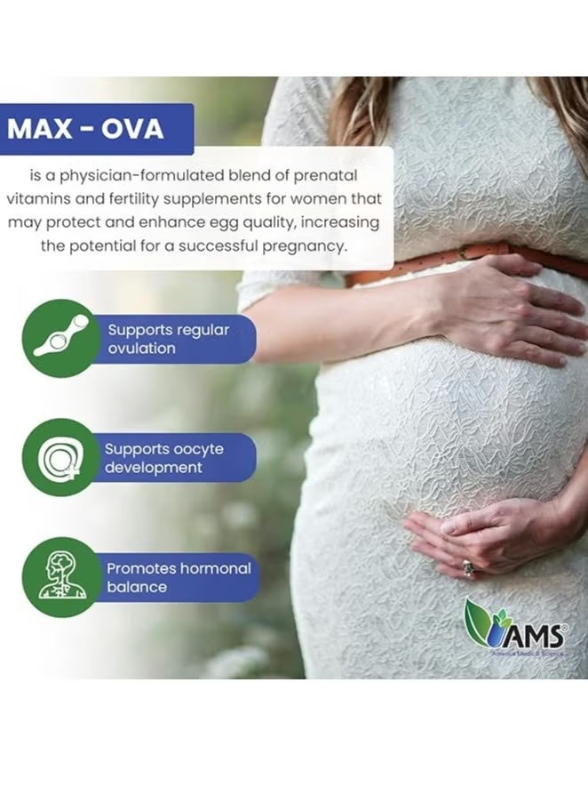 AMS OVA-Max Prenatal Vitamins for Women 120 Capsules, Booster Formula - Image 3