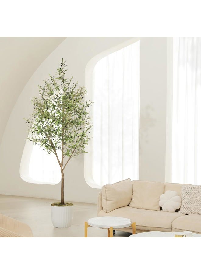 LYERSE Olive Tree 8ft (96") - Olive Trees Artificial Indoor with Natural Wood Trunk and Lifelike Fruits - Faux Olive Tree 8ft for Modern Home Office House Living Room Decor - Image 5