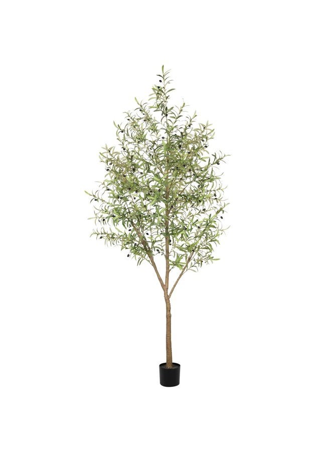 LYERSE Olive Tree 8ft (96") - Olive Trees Artificial Indoor with Natural Wood Trunk and Lifelike Fruits - Faux Olive Tree 8ft for Modern Home Office House Living Room Decor - Image 1