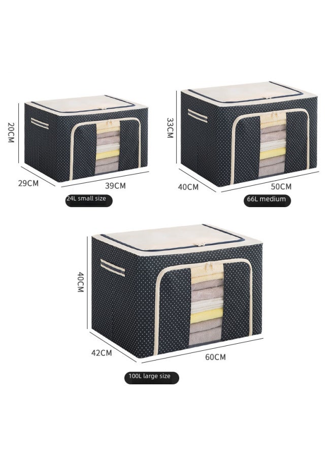Clothes Storage Box Oxford Cloth Waterproof Steel Frame Transparent Folding Bainer Box Wardrobe Car Quilt Storage Box For Moving - Image 3