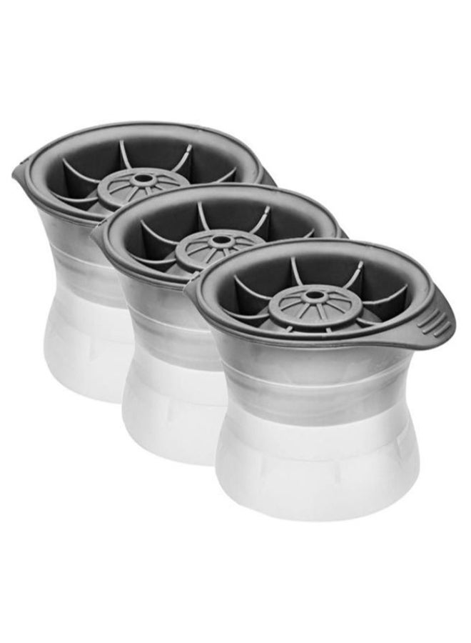 Alyashmac 3-Piece Round Shape Ice Cube Ball Mould Set Grey/Clear - Image 1