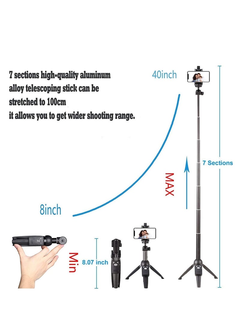 TYCOM Selfie Stick For Phone Size 4.5-6.2Inch Extendable Selfie Stick Tripod with Bluetooth Wireless Remote Phone Holder (YT9928 Black)  - Image 4