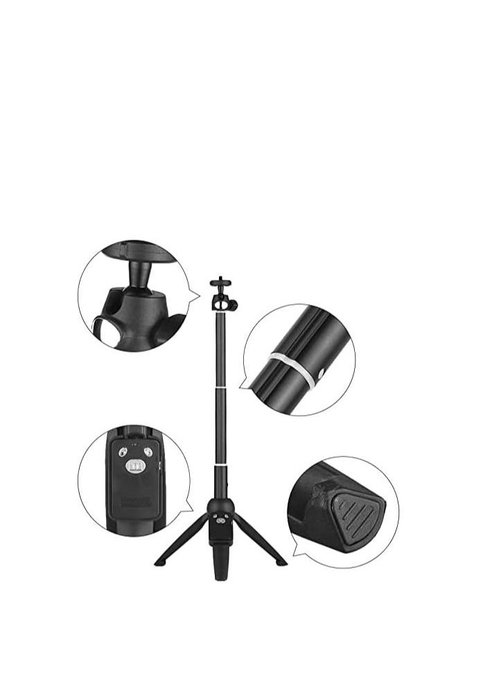 Selfie Stick For Phone Size 4.5-6.2Inch Extendable Selfie Stick Tripod with Bluetooth Wireless Remote Phone Holder (YT9928 Black)