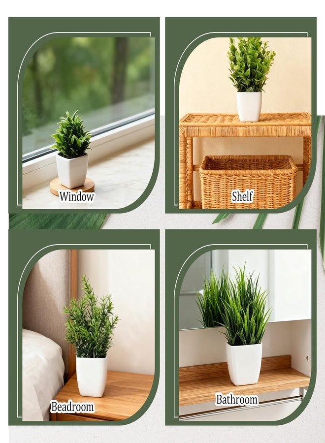 SHENLIU 12 Pot Small Fake Plant, Mini Faux Flowerpot Artificial Plastic Eucalyptus Plant Wheat Shrub Greenery for Room Home Office Shelf Decor - Image 3