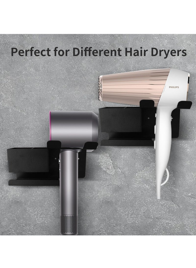 SYOSI Hair Dryer Holder Wall Mounted, Cabinet Door Stainless Steel Blow Dryer Holder Hair Care Tool, for Hair Dryer Storage, Straightener, Curling Iron, for Bathroom Countertop Space Saving (Black) - Image 4