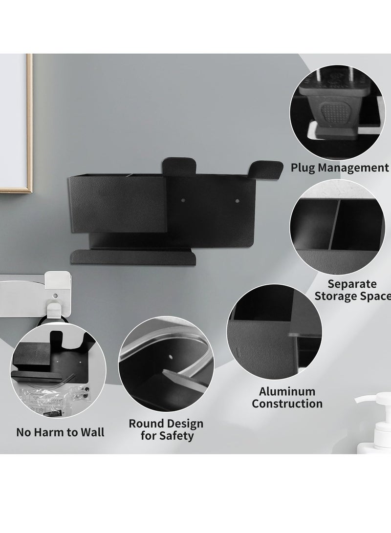 SYOSI Hair Dryer Holder Wall Mounted, Cabinet Door Stainless Steel Blow Dryer Holder Hair Care Tool, for Hair Dryer Storage, Straightener, Curling Iron, for Bathroom Countertop Space Saving (Black) - Image 2