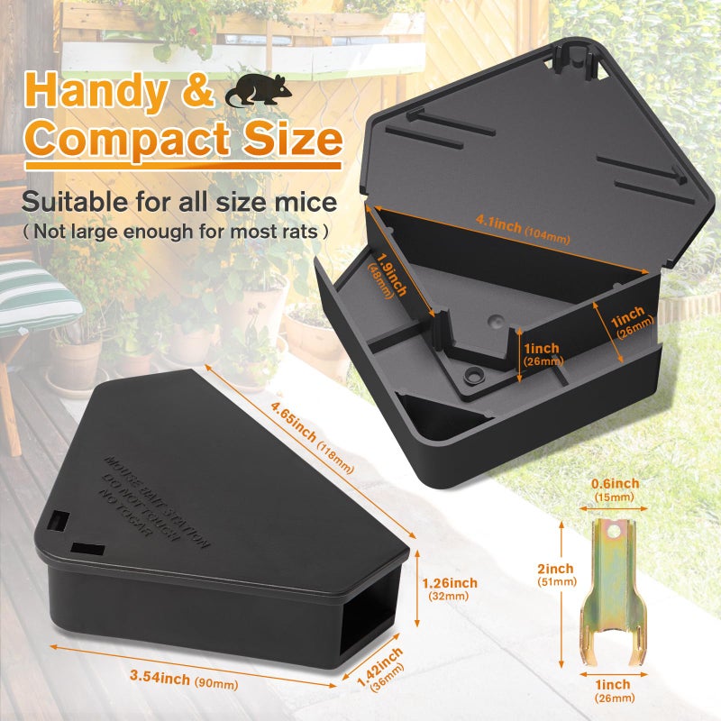 Anblak Mouse Station with Keys Black 6 Pack, Key Required Mouse Stations, Mice Stations, Keeps Children and Pets Safe Indoor & Outdoor - Image 2