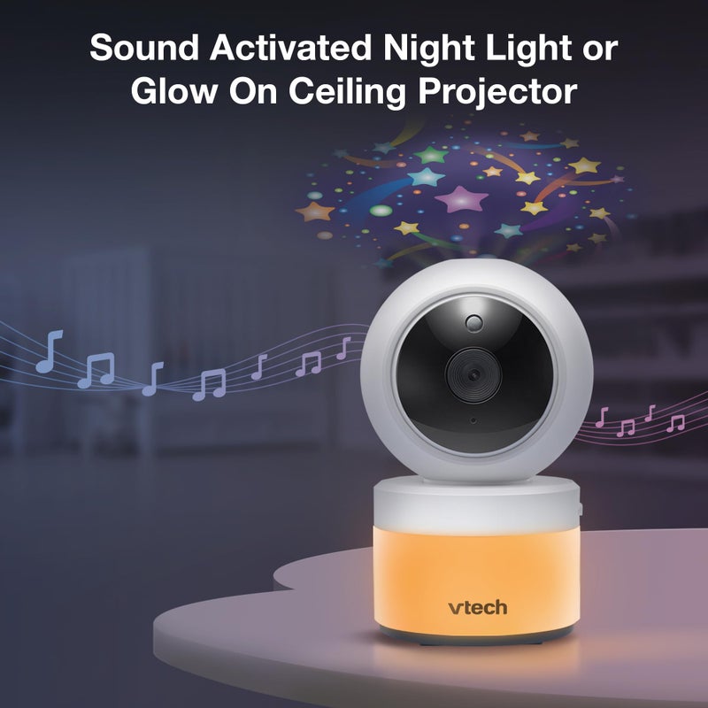 VTech VM5463-2 Baby Monitor 5" Screen with 2 Cameras, Pan-Tilt- Zoom, Night Light, Glow On The Ceiling Projector, Two-Way Talk, Secure Transmission No WiFi - Image 5