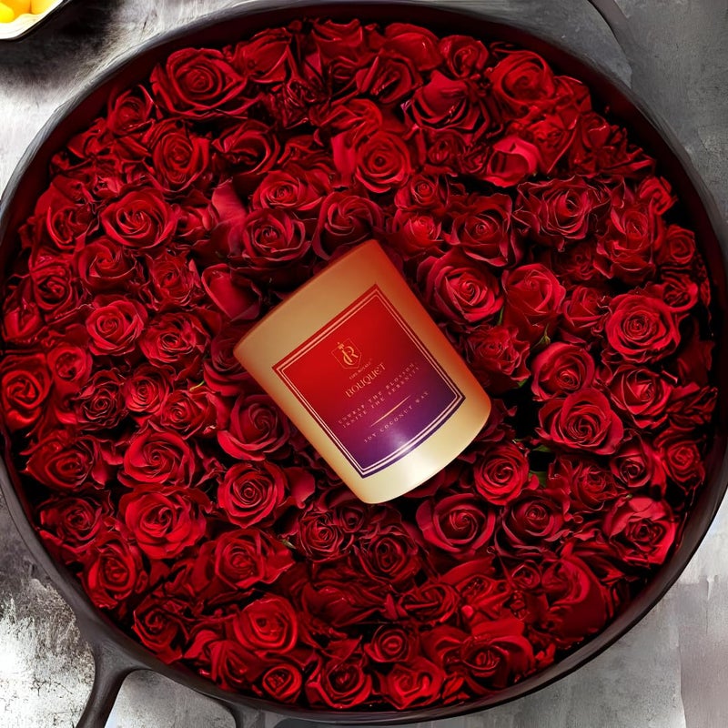 Cire Royale Luxury Scented Candle with Golden Lid 100 Soy Coconut Wax Blend Medium 125 GMS Bouquet Unwrap The Blossom Ignite The Serenity