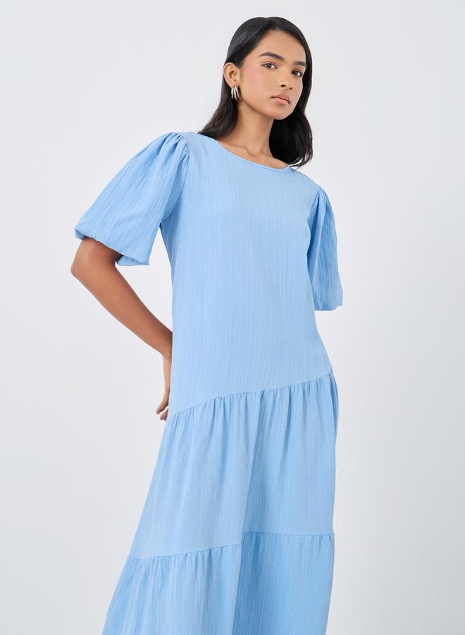 Take Two Texture Lantern Short Sleeve Maxi Dress - Image 3