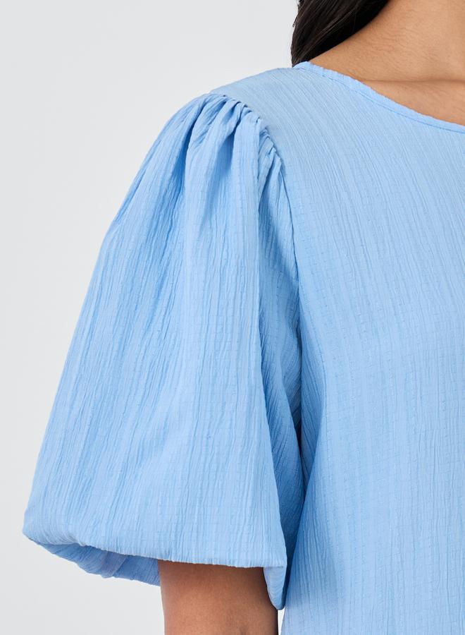 Take Two Texture Lantern Short Sleeve Maxi Dress - Image 4