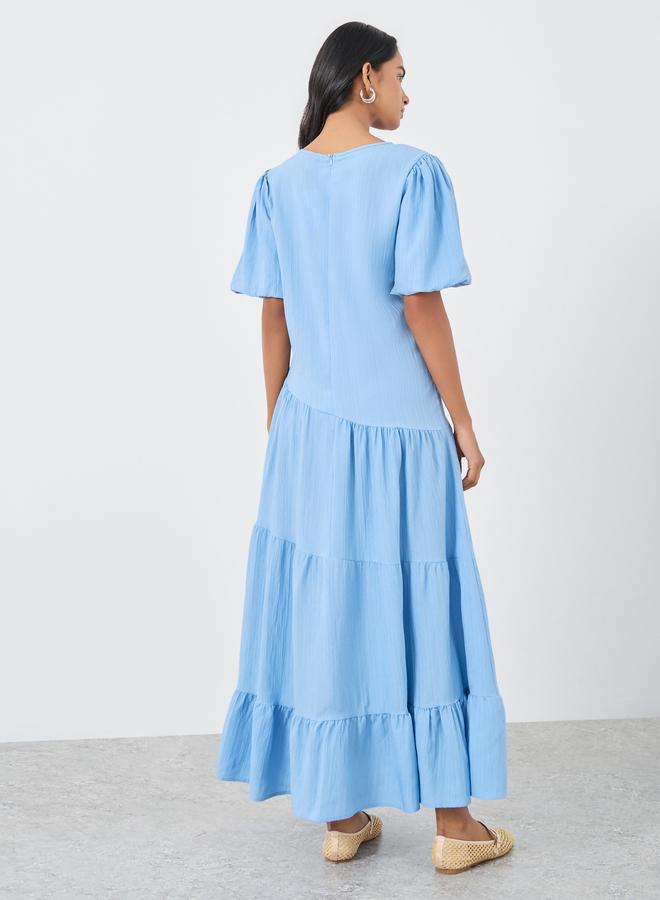 Take Two Texture Lantern Short Sleeve Maxi Dress - Image 5