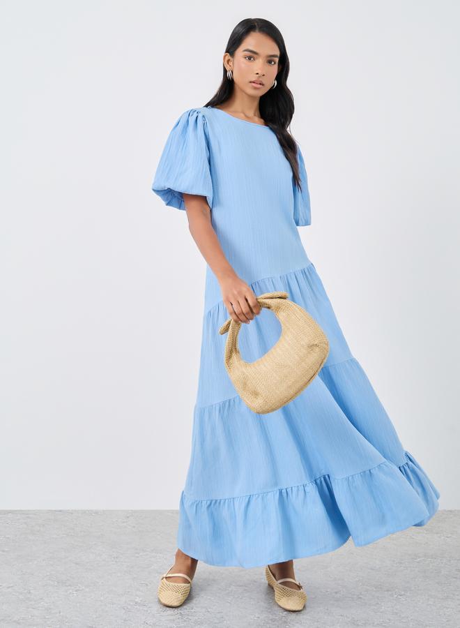 Take Two Texture Lantern Short Sleeve Maxi Dress - Image 2