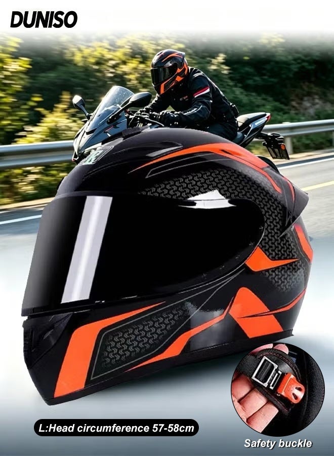DUNISO Motorcycle Helmets Full face Helmet for Adults Men and Women,Lightweight Crash Resistant Motorcycle Helmet with Black Lenses,Sport Touring Street Motorcycle Helmet,Breathable Lining,Cool Racing Helmet(L) - Image 1