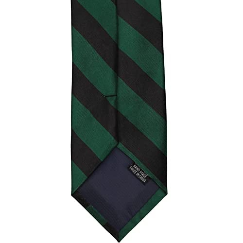tiemart Men's Striped Tie Regular Length (Hunter Green and Black) - Image 5