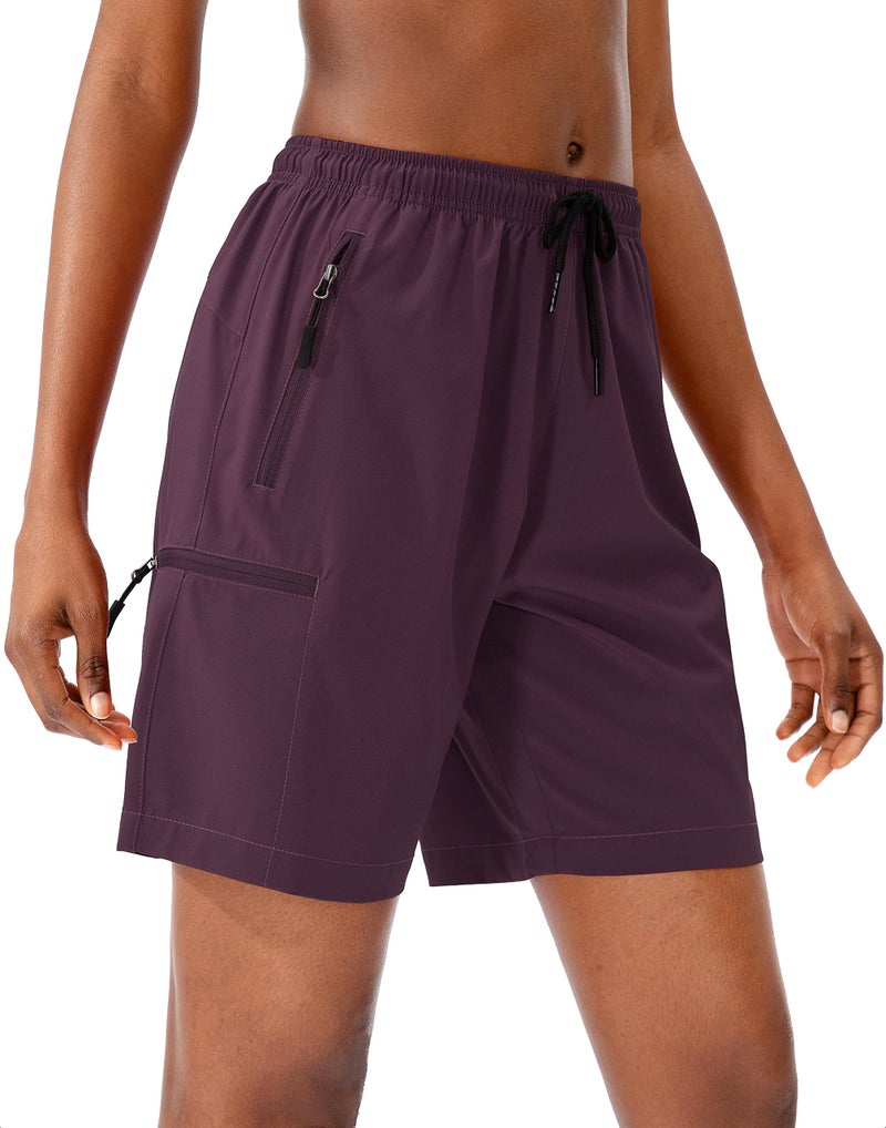 SANTINY Women's 5''/ 7''/9'' Hiking Cargo Shorts Quick Dry Lightweight Summer Shorts for Women Athletic Golf Zipper Pockets(Purple_M) - Image 2