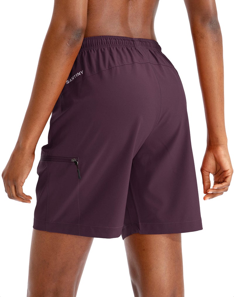SANTINY Women's 5''/ 7''/9'' Hiking Cargo Shorts Quick Dry Lightweight Summer Shorts for Women Athletic Golf Zipper Pockets(Purple_M) - Image 3
