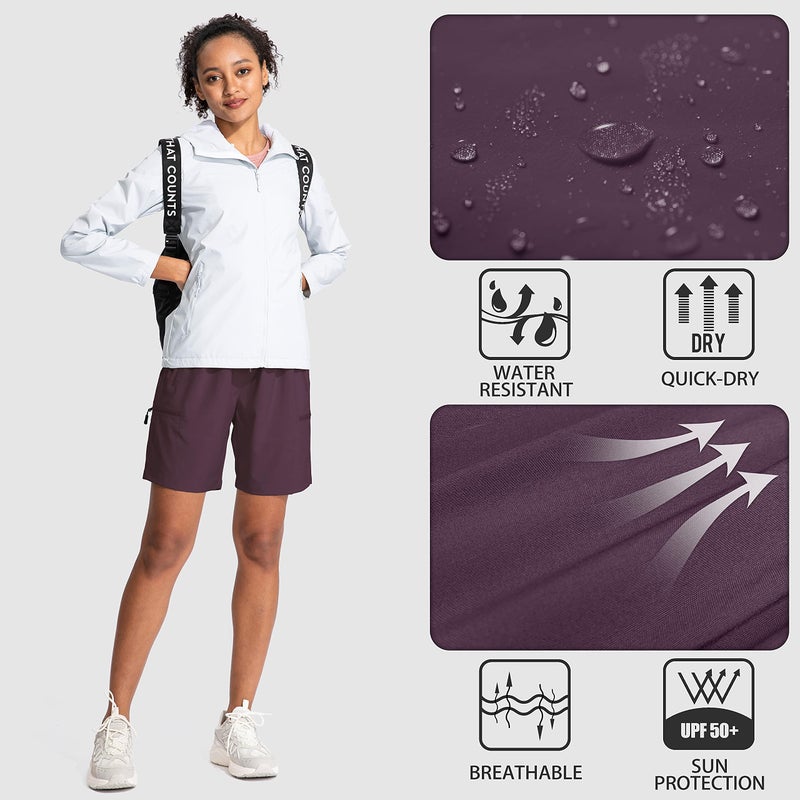SANTINY Women's 5''/ 7''/9'' Hiking Cargo Shorts Quick Dry Lightweight Summer Shorts for Women Athletic Golf Zipper Pockets(Purple_M) - Image 5