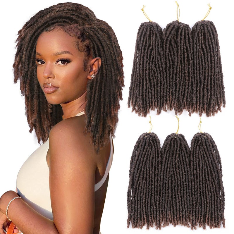 WIGNEE 120 Strands Faux Locs 12 Inches Short Pre-Looped Soft Dreadlock Crochet Hair 6 Packs Pre-Twisted for Black Women (12 Inch, 1B/30) - Image 1