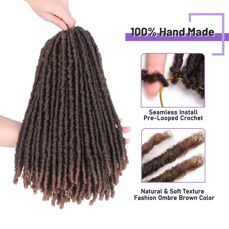 WIGNEE 120 Strands Faux Locs 12 Inches Short Pre-Looped Soft Dreadlock Crochet Hair 6 Packs Pre-Twisted for Black Women (12 Inch, 1B/30) - Image 2