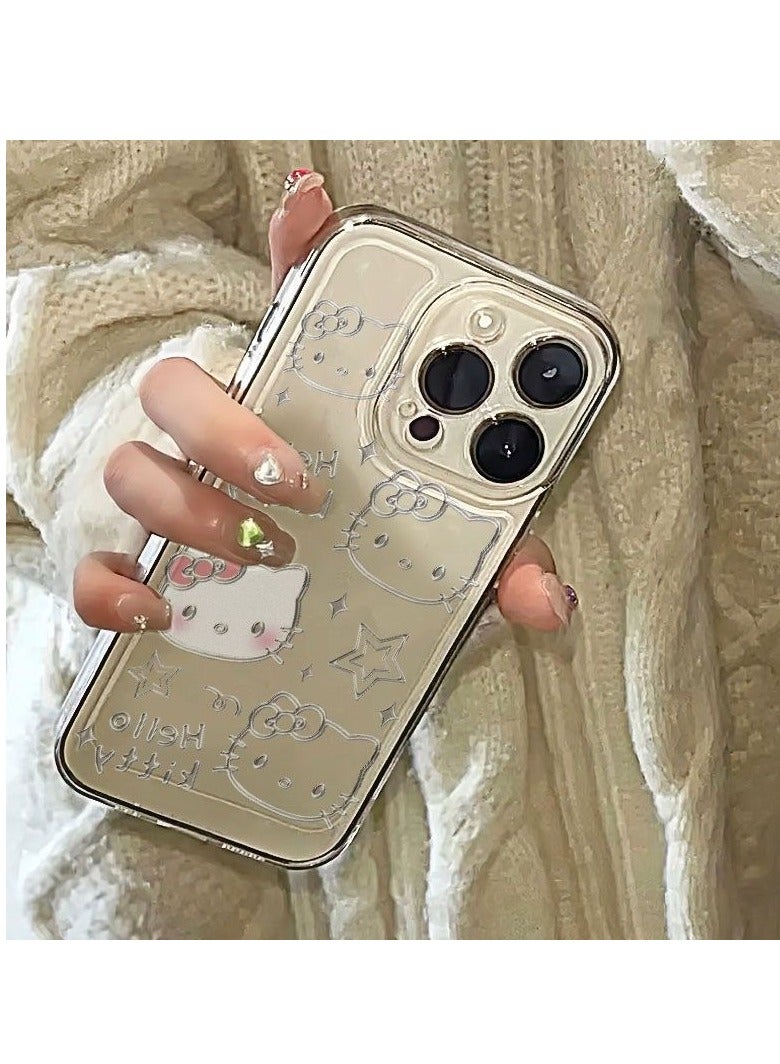 Transparent Hello Kitty Line Art Phone Case for iPhone 16 Pro Max – Cute, Cartoon Design, Shockproof and Slim Fit - Image 2