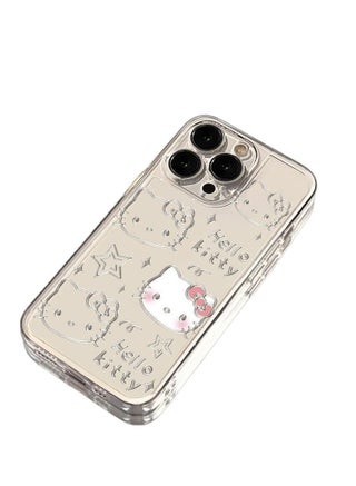 Transparent Hello Kitty Line Art Phone Case for iPhone 16 Pro Max
