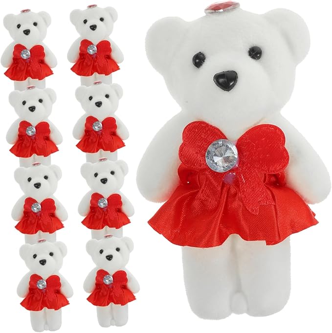 Red Bear Doll Wedding Car Decorations Mini Stuffed Animals Photo Prop - Image 1