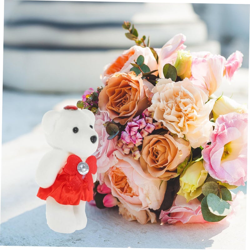 Red Bear Doll Wedding Car Decorations Mini Stuffed Animals Photo Prop - Image 4