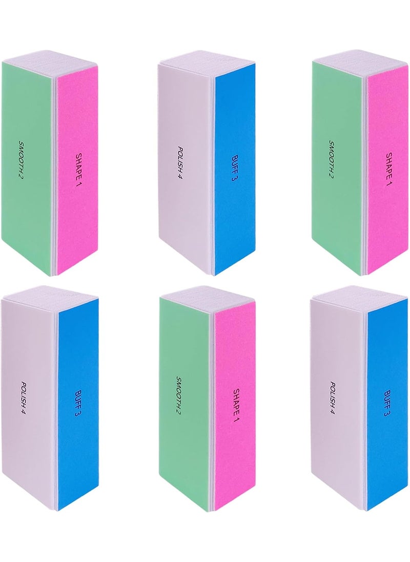 GigaGround - 4 Way Nail Buffer Block (6 pcs), Nail Shine Buffers Blocks Files for Natural and Acrylic Nails Smoother Buffing Block Polisher Fingernail File Buffer 120/240/600/3000 Grit for Buffing Shinning - Image 1
