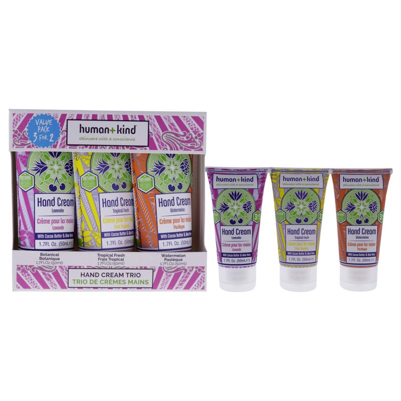 human kind Human+Kind Moisturizing Hand Cream Trio - Three Scented Hydrating Creams with Avocado Oil and Shea Butter - Intense, Fast Absorbing Moisturizer for Smooth Skin - For Dry, Cracked Skin Relief - 3 pc - Image 1