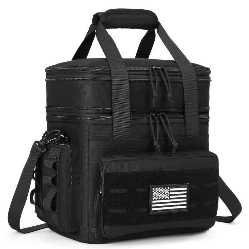 holuxer Tactical Lunch Bag Lunch Box for Men Large Double Deck Expandable Insulated Soft Adult Lunchbox for Work Cooler Bag for Beach Picnic CampingOutdoorTravel Black16L - Image 2