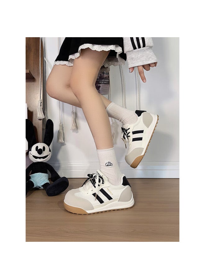 Humanity Renben Versatile German Training Shoes For Women, 2025 New Casual Shoes, Lace-up Sneakers, White/black/gray, Size 37 (runs Small By Half Size) - Image 5