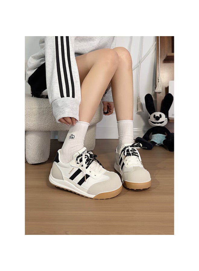 Humanity Renben Versatile German Training Shoes For Women, 2025 New Casual Shoes, Lace-up Sneakers, White/black/gray, Size 37 (runs Small By Half Size) - Image 3