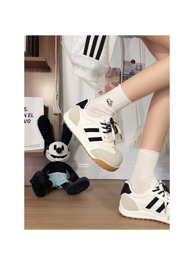 Humanity Renben Versatile German Training Shoes For Women, 2025 New Casual Shoes, Lace-up Sneakers, White/black/gray, Size 37 (runs Small By Half Size) - Image 2
