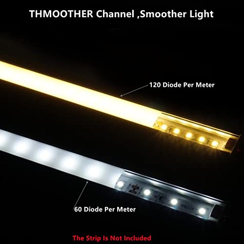 THMOOTHER 6-Pack 16inch Surface Mounted LED Strip Aluminum Channel with Anti UV Diffuser - Enhance Your Lighting with Style and Functionality - Image 5